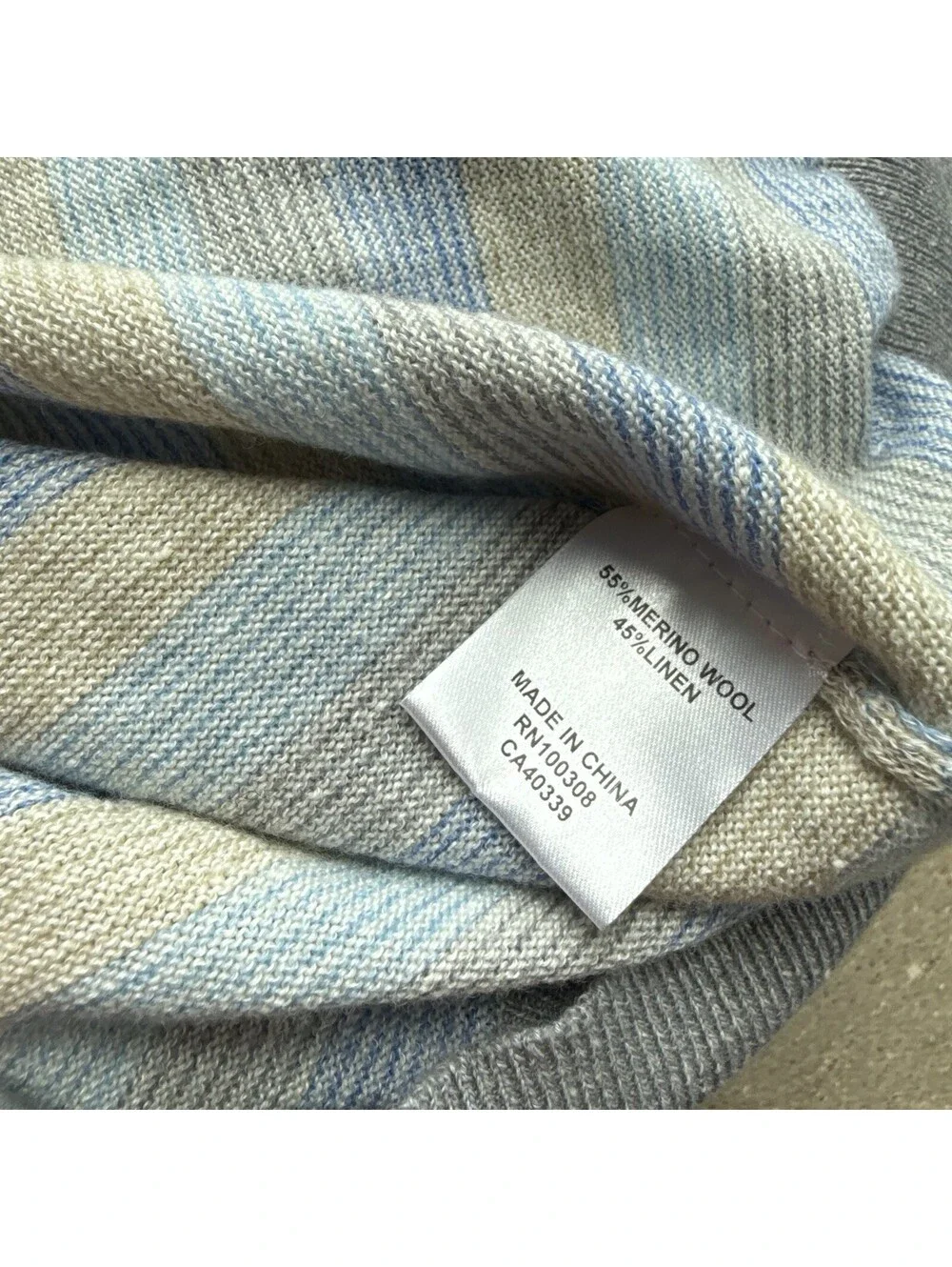 Peter Millar Linen Blend 1/4 Zip Sweater Striped Men’s XL Striped Performance